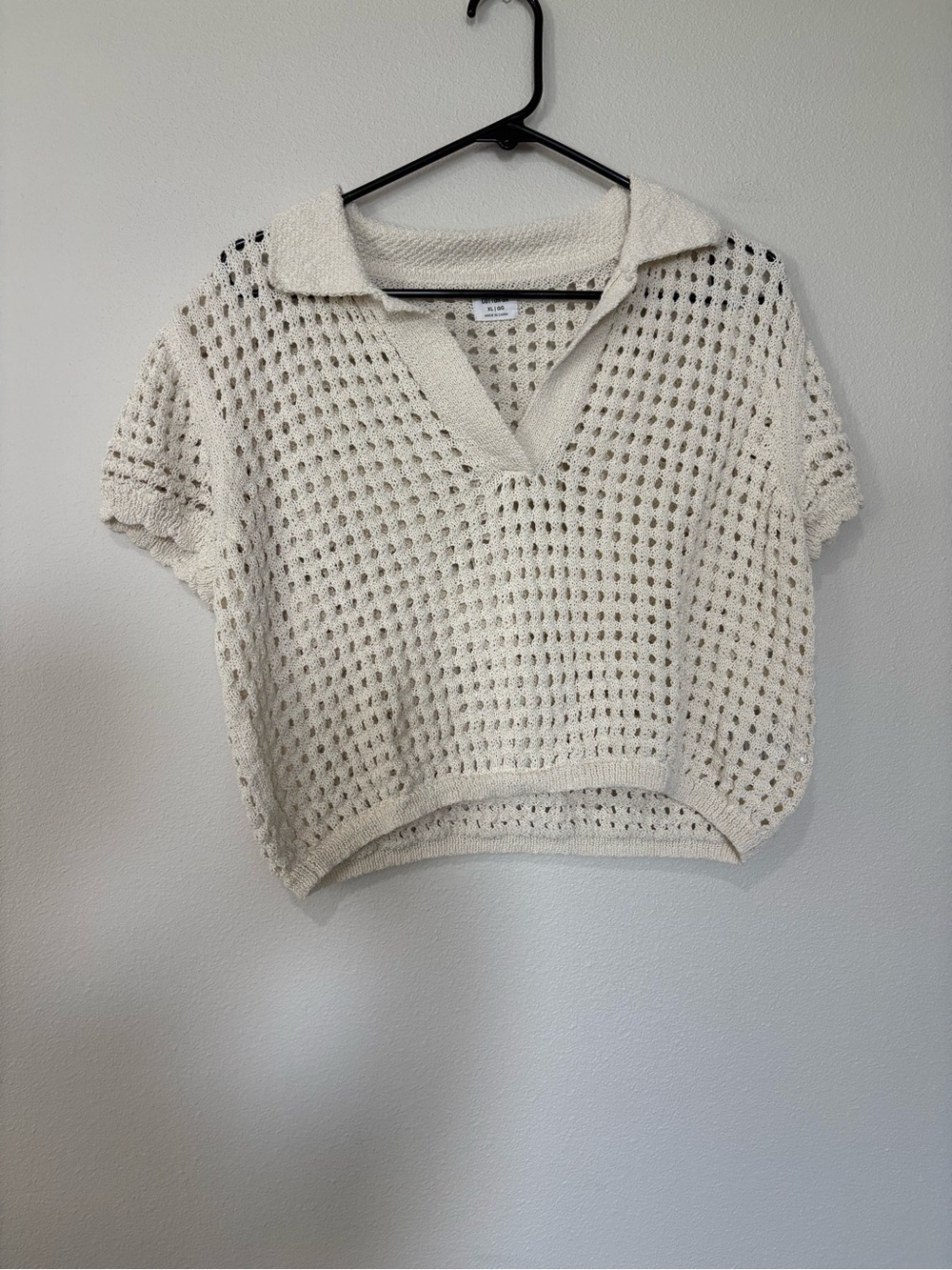 Cotton On Cream Crochet Collared Crop Top